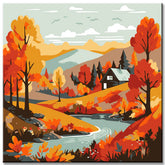 Painting by numbers children's house by the river